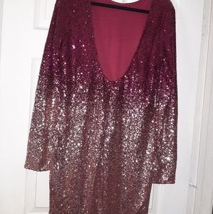 Burgundy and rose gold sequin dress Wynn Sequin